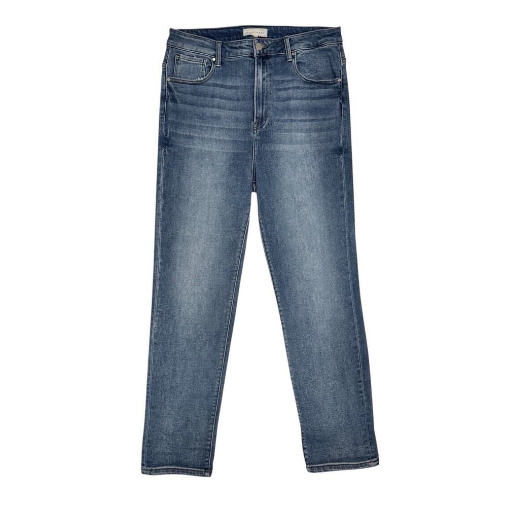 Risen Jeans High Rise Slim Straight Jeans Size 1XL 16 Stretchy Denim Medium Wash
